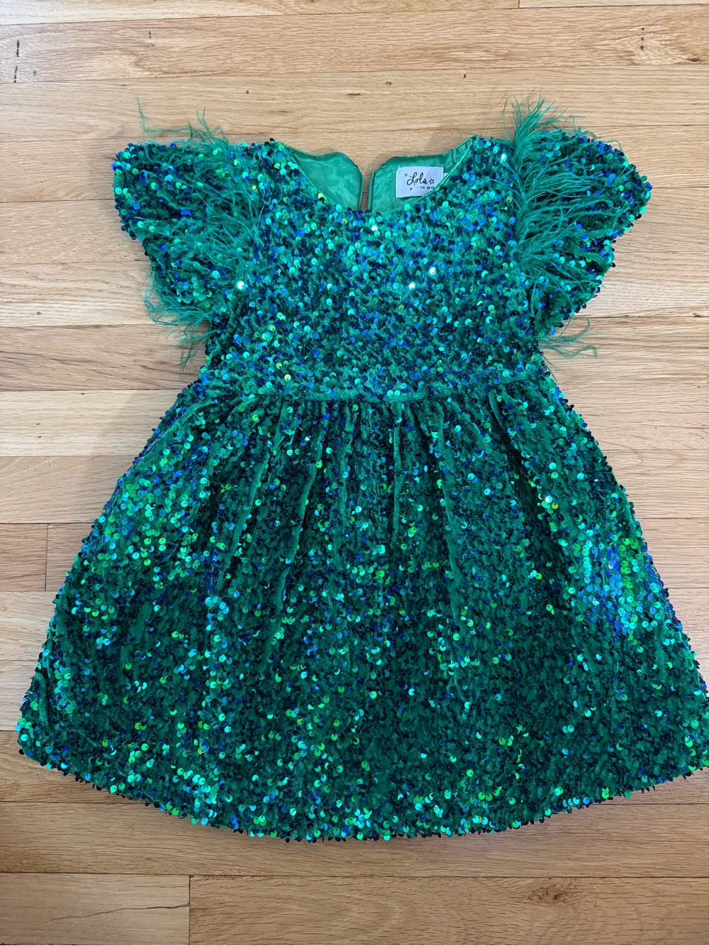 Lola and The Boys Green Sequin Kids Dress